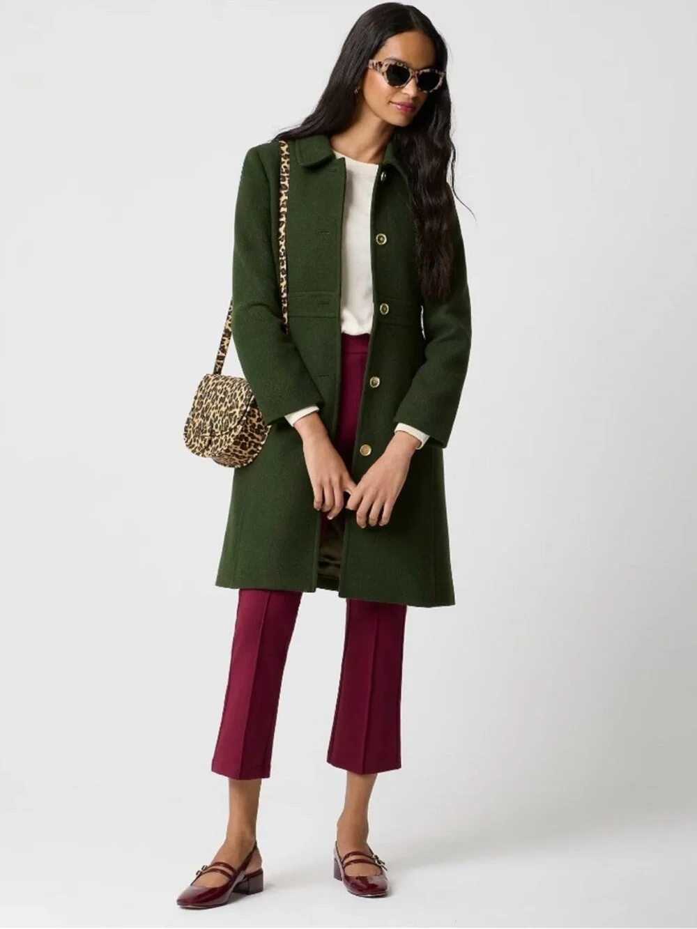 NWOT J Crew Factory Wool Blend Lady Day Coat in Pine Green